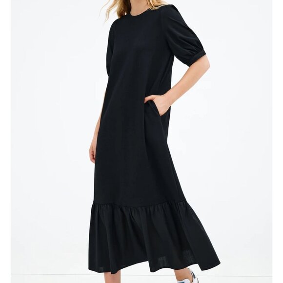 Marcella NYC Olivia Dress Black Short Sleeve Maxi Size S - Picture 1 of 8